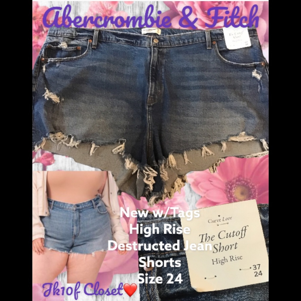 LOWEST🌺 NWT ABERCROMBIE Sz24 (37) CURVE LOVE JEAN SHORTS